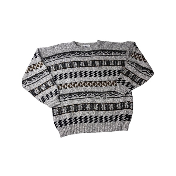 Lavane Other - Lavane Sweater Mens XL Gray vintage Geometric grandpa Crewneck USA Made